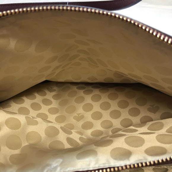 Kate Spade Tote Shoulder Bag Maroon Large Zipper - Picture 10 of 12